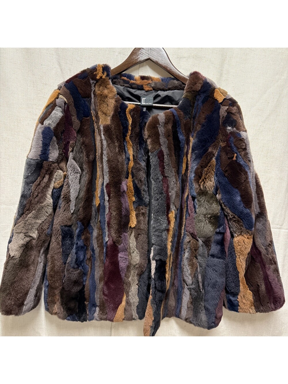 Love Token Womens Multicolor Real Rex Rabbit Fur Coat Size XL